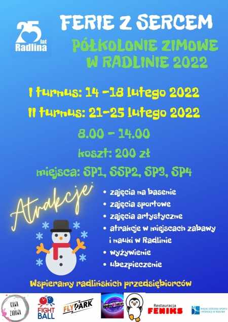 PÓŁKOLONIE  ZIMOWE W RADLINIE