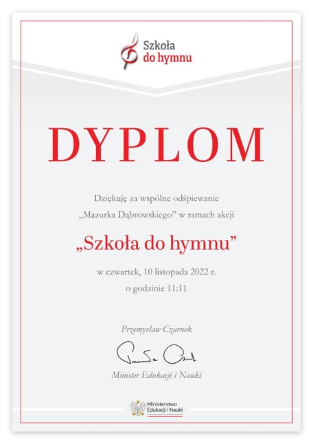 Szkoła do hymnu 2022