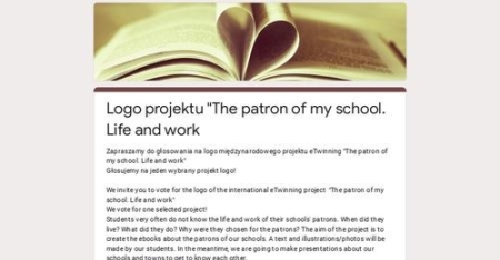 Głosowanie na logo projektu eTwinning ''The patron of my school. Life and work''...