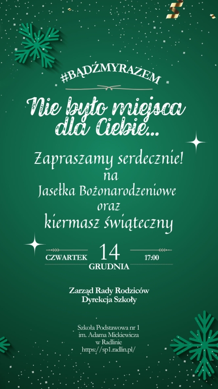 Zapraszamy na Jasełka Bożonarodzeniowe oraz kiermasz świąteczny