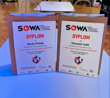 Sukcesy Naszych Uczniów  w konkursie poetyckim „Sowa, recytuję”